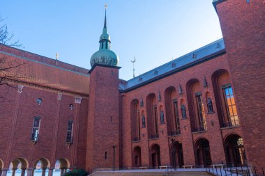 Stockholm Belediye Binası (Stockholms stadshus). Avlu manzarası. İsveç. Avrupa.