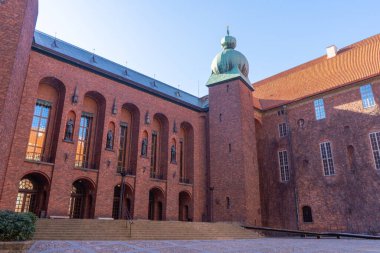 Stockholm Belediye Binası (Stockholms stadshus). Avlu manzarası. İsveç. Avrupa.