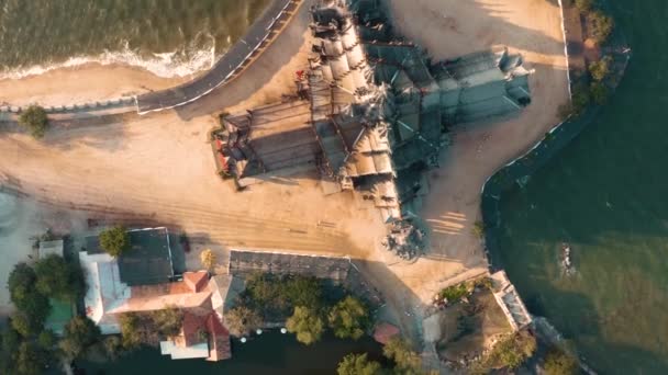 Aerial view of the Sanctuary of Truth in Pattaya, Thailand — Stock Video