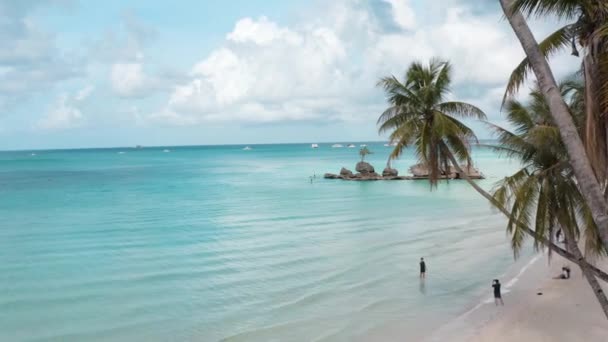 Vista aérea de la playa de Boracay en Filipinas — Vídeo de stock