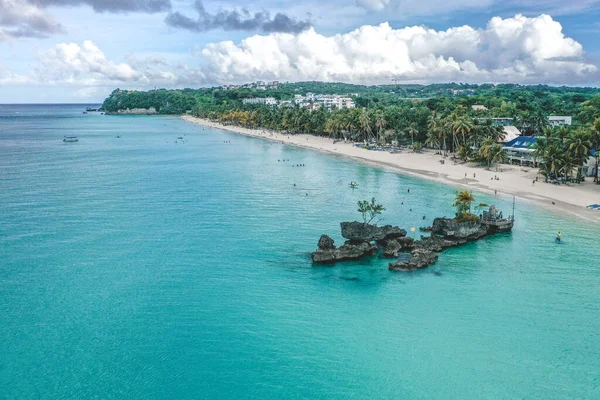 Widok z lotu ptaka na plażę Boracay na Filipinach — Zdjęcie stockowe