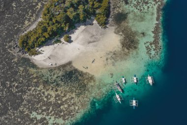 Coron, Palawan, Filipinler 'deki Ditaytayan adasının hava manzarası