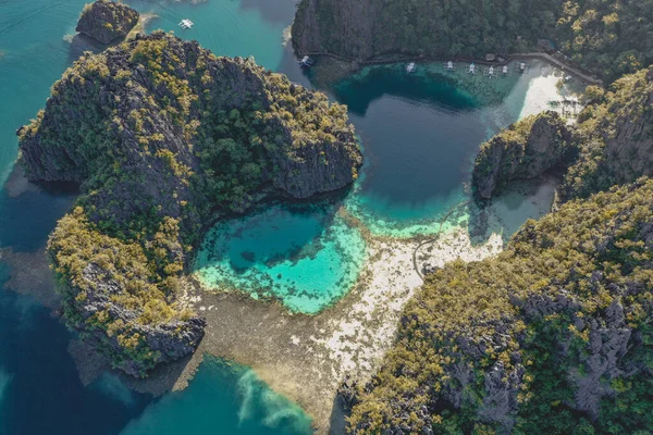Coron, Palawan, Filipinler 'deki Barakuda Gölü' nün havadan görünüşü