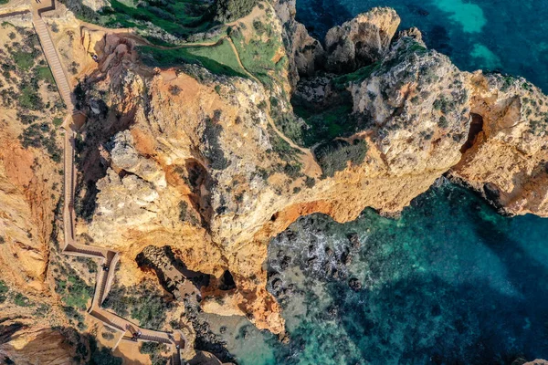 Ponta da Piedade légi kilátása Algarve-ban, Portugáliában — Stock Fotó