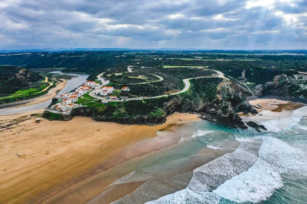 Widok z lotu ptaka na Odeceixe w Portugalii — Zdjęcie stockowe