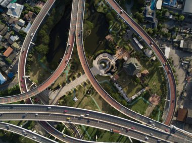 Bhumibol Bridge view from above in Bangkok thailand