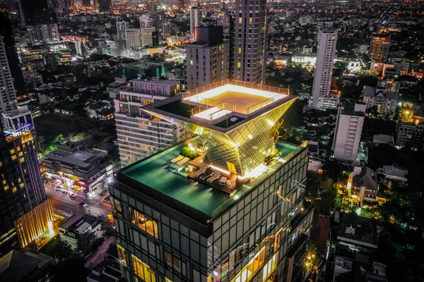 Banguecoque Vista aérea, acima de Sukhumvit e Thonglor distrito na Tailândia — Fotografia de Stock