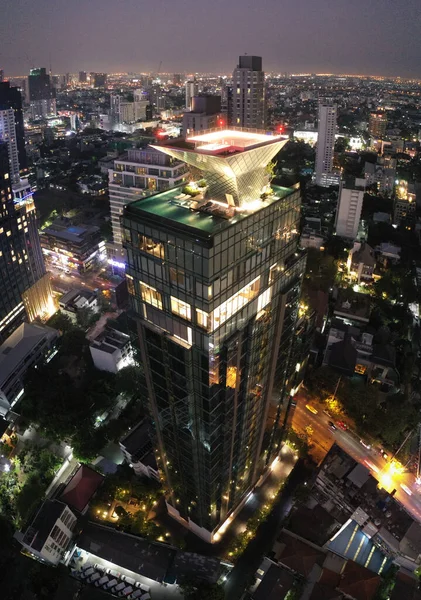 Bangkok Vista aérea, sobre Sukhumvit y el distrito de Thonglor en Tailandia —  Fotos de Stock