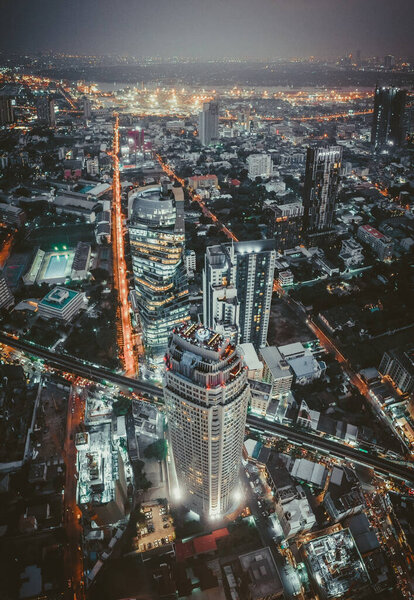 Bangkok Aerial view, above Sukhumvit and Thonglor district in Thailand, South east Asia