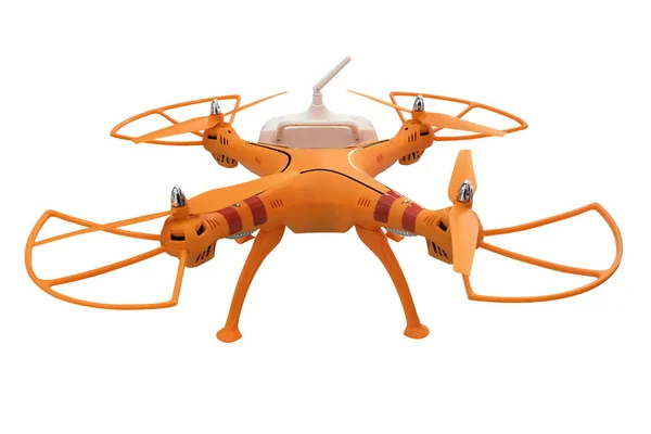 Pomarańczowy drona na białym tle — Zdjęcie stockowe