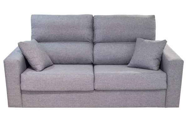 Сірий диван ізольований на білому фоні — стокове фото