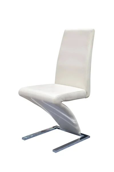 Білий шкіряний стілець ізольований на білому фоні — стокове фото