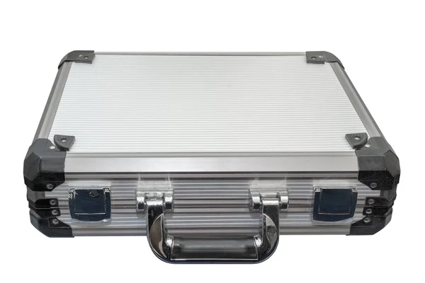 Aluminium koffer geïsoleerd op witte achtergrond — Stockfoto