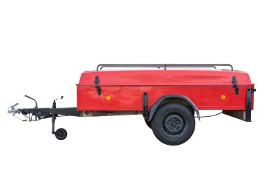 Beyaz arka plan üzerinde izole araba römork