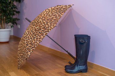 şemsiye ile lastik çizmeler