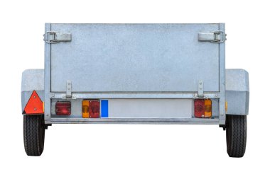 Beyaz arka plan üzerinde izole araba römork