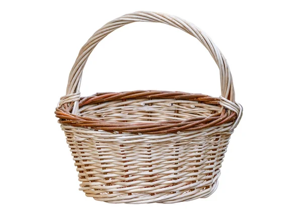 Straw basket isolated on white background — Stock Photo, Image
