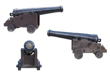 Beyaz arka plan üzerinde izole antik topçu silahı