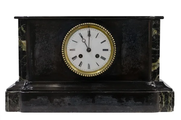 Ρετρό επιτραπέζιο ξύλινο ρολόι απομονώνονται σε λευκό φόντο — Φωτογραφία Αρχείου