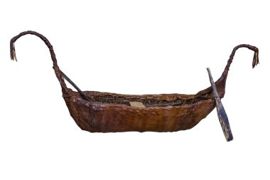 antique boat with oars isolated on white background clipart