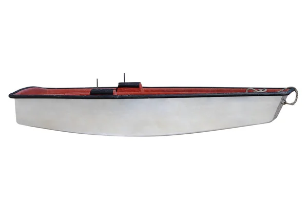 Barco de pesca de madeira isolado no fundo branco — Fotografia de Stock
