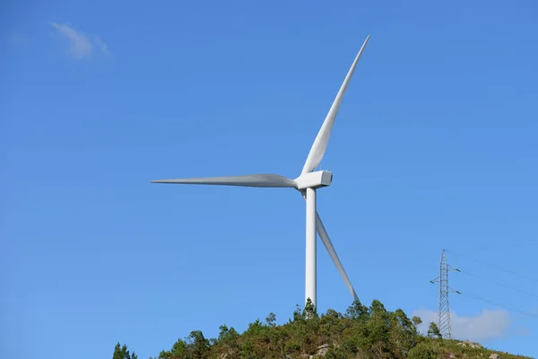 Windpark op een achtergrond van blauwe hemel — Stockfoto