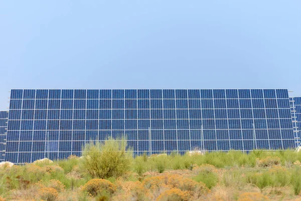 Solární panely na poli — Stock fotografie