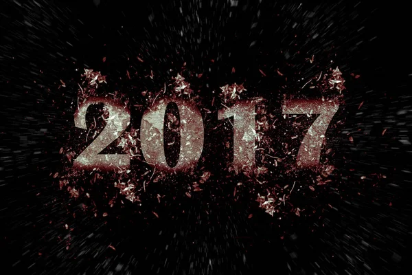 Robbanó 2017 felirat a fekete háttér — Stock Fotó
