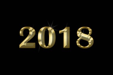 siyah bir zemin üzerine altın rakamlar 2018