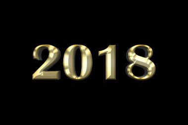 siyah bir zemin üzerine altın rakamlar 2018