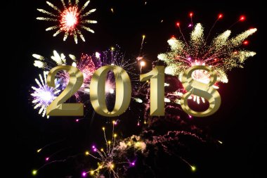 Festival havai fişek zemin üzerine altın rakamlar 2018