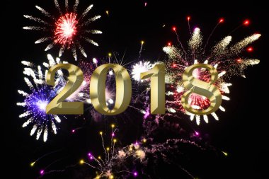 Festival havai fişek zemin üzerine altın rakamlar 2018