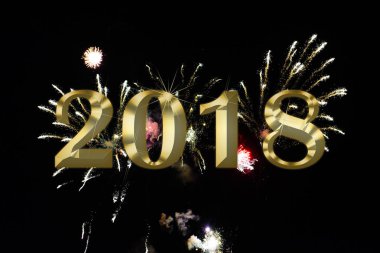 Festival havai fişek zemin üzerine altın rakamlar 2018