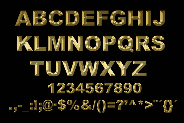 Alfabeto con lettere d'oro su sfondo nero — Foto Stock