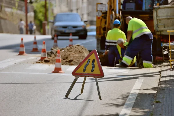 Obras Carretera Una Calle Ciudad — Foto de Stock