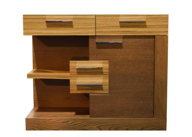 ahşap beyaz zemin üzerine izole Çekmeceli