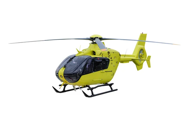 Helicóptero Amarillo Aislado Sobre Fondo Blanco —  Fotos de Stock
