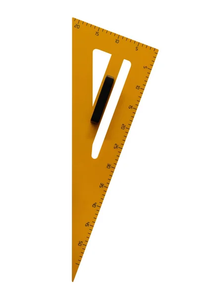 Жовта Трикутна Лінійка Ізольована Білому Тлі — стокове фото