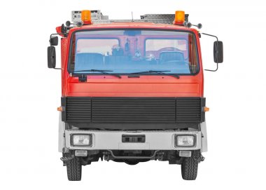 İtfaiye aracı beyaz arkaplanda izole edildi