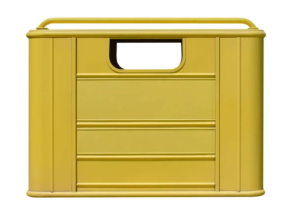 白い背景に分離された黄色のごみ容器 — ストック写真
