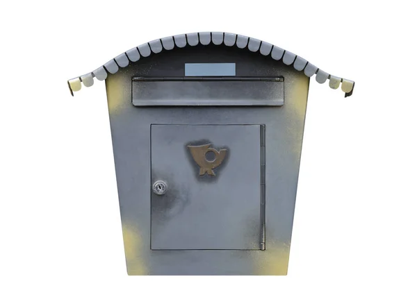 白の背景に分離された金属のメールボックス — ストック写真