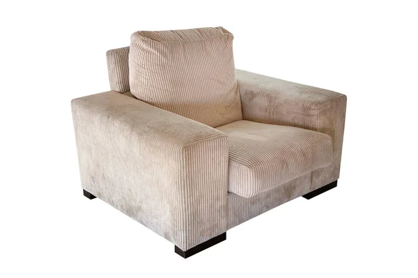 Beżowy fotel izolowany na białym tle — Zdjęcie stockowe