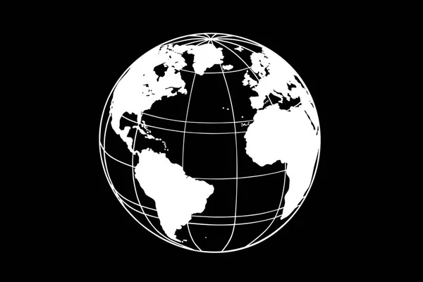 Biały ziemi globus izolowany na czarnym tle — Zdjęcie stockowe
