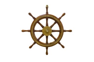 Klasik ahşap direksiyon, beyaz arka taraftaki izole edilmiş.