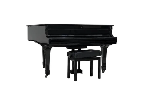 Beyaz Arkaplanda Izole Edilmiş Siyah Piyanonun Görüntüsü — Stok fotoğraf