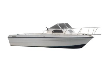 Motorlu tekne beyaz arka plan üzerinde izole görüntüsünü