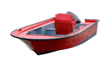 Beyaz arka planda izole edilmiş ahşap balıkçı teknesi görüntüsü