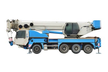 Beyaz arkaplanda izole edilmiş gezici vinç görüntüsü