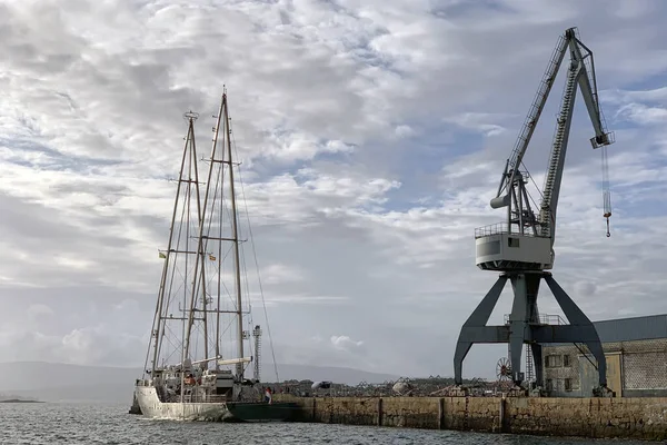Vista Guindastes Portuários Industriais Porto — Fotografia de Stock