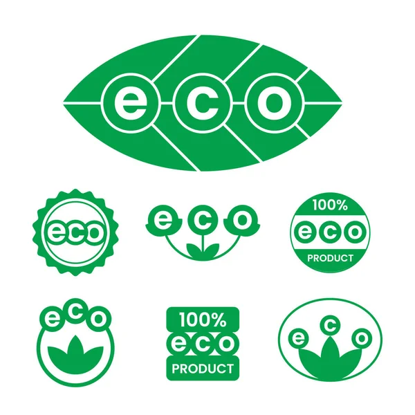 Pegatinas de productos ecológicos, etiquetas, etiquetas, iconos . — Vector de stock